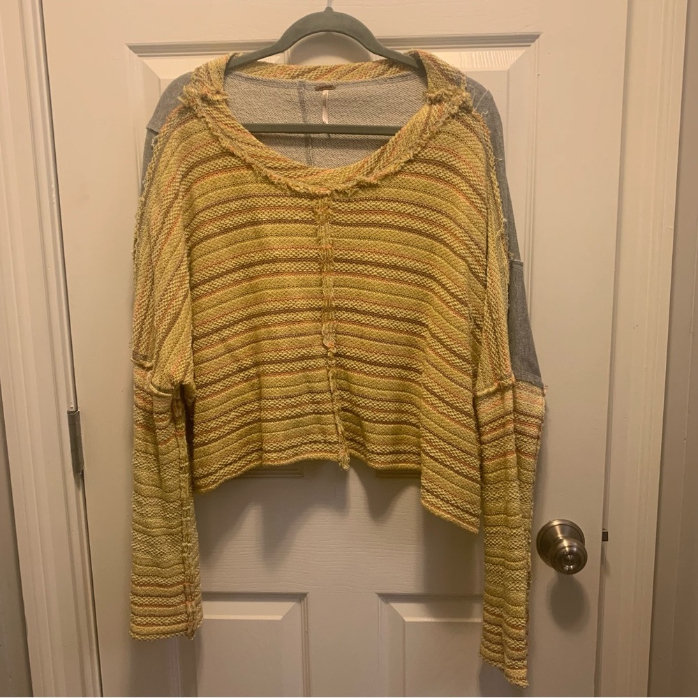 FREE PEOPLE CATALINA SUNSET DROP SHOULDER CROP SWEATSHIRT - Picture 3 of 6